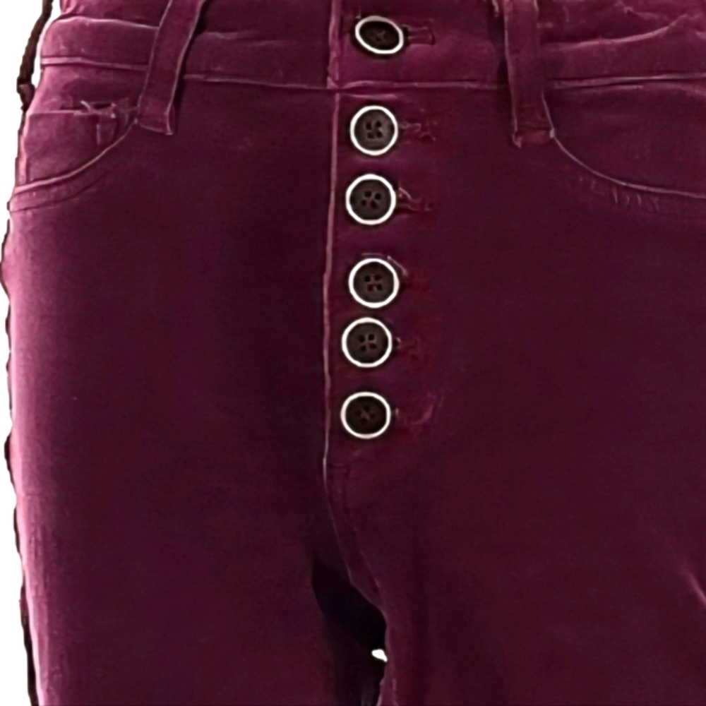 Pilcro Anthropologie High Rise Button Fly Skinny Corduroy Pants Size 25 Purple - Picture 7 of 14